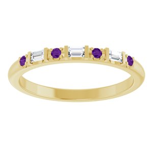 14K Yellow Gold 1/10 CTW Natural Diamond & Natural Amethyst Family Stackable Ring – image 3