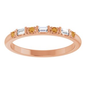 14K Rose Gold 1/10 CTW Lab-Grown Diamond & Lab-Grown Citrine Family Stackable Ring – image 3