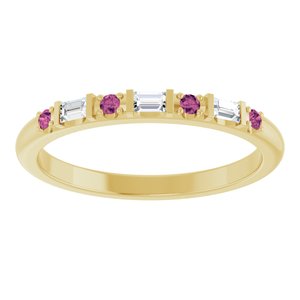 14K Yellow Gold 1/10 CTW Natural Diamond & Natural Pink Tourmaline Family Stackable Ring – image 3
