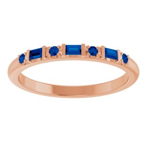 14K Rose Gold 1/10 CTW Natural Diamond & Lab-Grown Blue Sapphire Family Stackable Ring – image 3