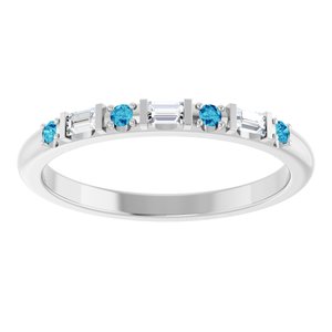 10K White Gold 1/10 CTW Natural Diamond & Natural Blue Zircon Family Stackable Ring – image 3