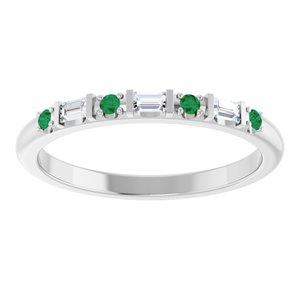 Platinum 1/10 CTW Lab-Grown Diamond & Lab-Grown Emerald Family Stackable Ring – image 3
