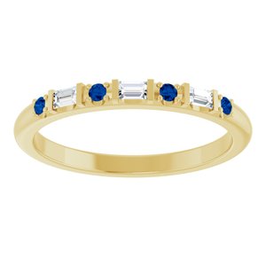 10K Yellow Gold 1/10 CTW Natural Diamond & Lab-Grown Blue Sapphire Family Stackable Ring – image 3