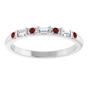 Platinum 1/10 CTW Natural Diamond & Natural Mozambique Garnet Family Stackable Ring – image 3