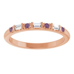 14K Rose Gold 1/10 CTW Lab-Grown Diamond & Lab-Grown Alexandrite Family Stackable Ring – image 3