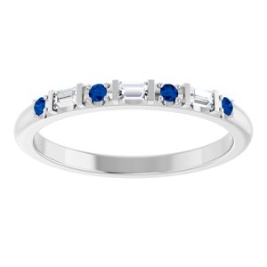 Platinum 1/10 CTW Lab-Grown Diamond & Lab-Grown Blue Sapphire Family Stackable Ring – image 3