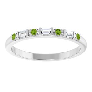 Platinum 1/10 CTW Natural Diamond & Natural Peridot Family Stackable Ring – image 3
