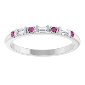 Sterling Silver 1/10 CTW Natural Diamond & Natural Pink Tourmaline Family Stackable Ring – image 3
