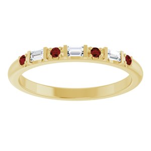 10K Yellow Gold 1/10 CTW Natural Diamond & Natural Mozambique Garnet Family Stackable Ring – image 3