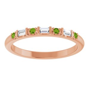 14K Rose Gold 1/10 CTW Lab-Grown Diamond & Natural Peridot Family Stackable Ring – image 3