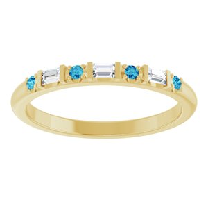 10K Yellow Gold 1/10 CTW Lab-Grown Diamond & Natural Blue Zircon Family Stackable Ring – image 3