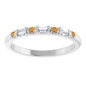 10K White Gold 1/10 CTW Lab-Grown Diamond & Lab-Grown Citrine Family Stackable Ring – image 3