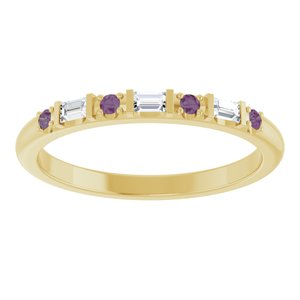 14K Yellow Gold 1/10 CTW Natural Diamond & Lab-Grown Alexandrite Family Stackable Ring – image 3