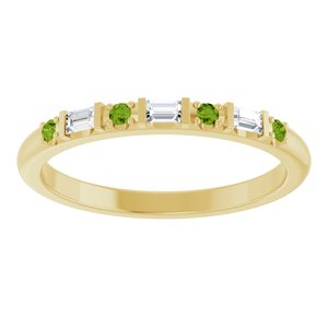 14K Yellow Gold 1/10 CTW Lab-Grown Diamond & Natural Peridot Family Stackable Ring – image 3