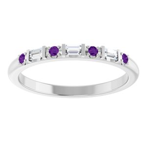 10K White Gold 1/10 CTW Natural Diamond & Natural Amethyst Family Stackable Ring – image 3