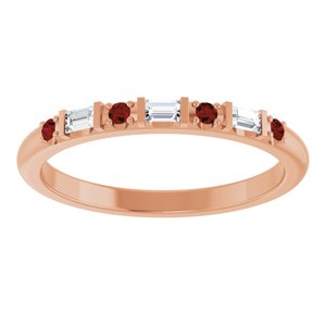 14K Rose Gold 1/10 CTW Lab-Grown Diamond & Natural Mozambique Garnet Family Stackable Ring – image 3