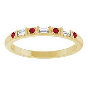 10K Yellow Gold 1/10 CTW Natural Diamond & Natural Ruby Family Stackable Ring – image 3