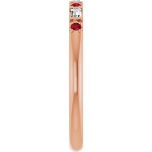 14K Rose Gold 1/10 CTW Lab-Grown Diamond & Natural Ruby Family Stackable Ring – image 4