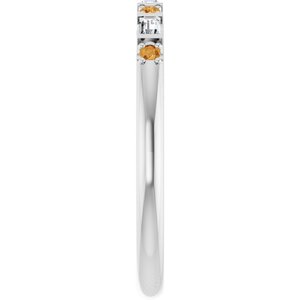 10K White Gold 1/10 CTW Natural Diamond & Natural Citrine Family Stackable Ring – image 4
