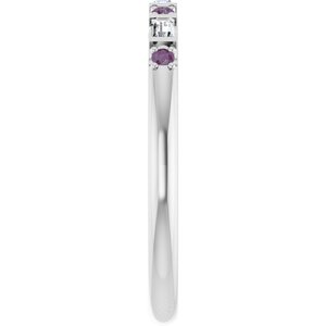 Platinum 1/10 CTW Natural Diamond & Lab-Grown Alexandrite Family Stackable Ring – image 4