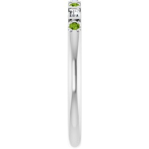 Sterling Silver 1/10 CTW Lab-Grown Diamond & Natural Peridot Family Stackable Ring – image 4