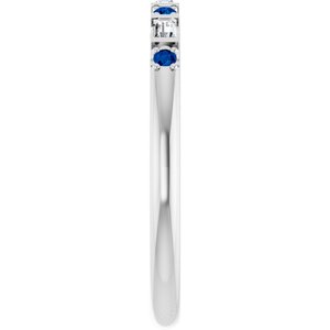 Platinum 1/10 CTW Natural Diamond & Natural Blue Sapphire Family Stackable Ring – image 4