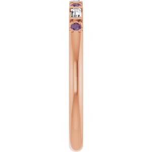 14K Rose Gold 1/10 CTW Natural Diamond & Lab-Grown Alexandrite Family Stackable Ring – image 4