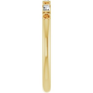 10K Yellow Gold 1/10 CTW Lab-Grown Diamond & Lab-Grown Citrine Family Stackable Ring – image 4