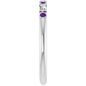 Platinum 1/10 CTW Natural Diamond & Natural Amethyst Family Stackable Ring – image 4