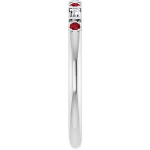 Sterling Silver 1/10 CTW Natural Diamond & Natural Ruby Family Stackable Ring – image 4