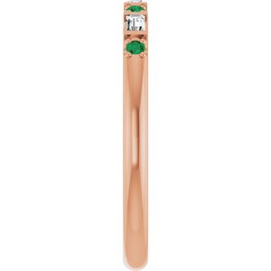 14K Rose Gold 1/10 CTW Lab-Grown Diamond & Lab-Grown Emerald Family Stackable Ring – image 4