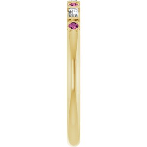 10K Yellow Gold 1/10 CTW Lab-Grown Diamond & Natural Pink Tourmaline Family Stackable Ring – image 4