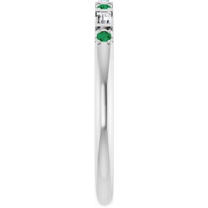 Platinum 1/10 CTW Lab-Grown Diamond & Lab-Grown Emerald Family Stackable Ring – image 4