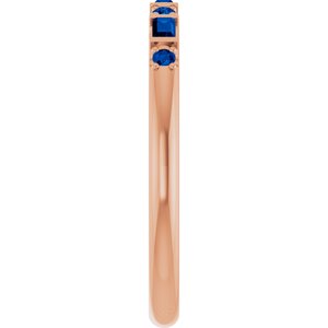 14K Rose Gold 1/10 CTW Natural Diamond & Lab-Grown Blue Sapphire Family Stackable Ring – image 4