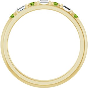 14K Yellow Gold 1/10 CTW Lab-Grown Diamond & Natural Peridot Family Stackable Ring – image 2