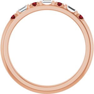 14K Rose Gold 1/10 CTW Lab-Grown Diamond & Natural Mozambique Garnet Family Stackable Ring – image 2