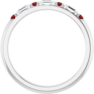 Platinum 1/10 CTW Lab-Grown Diamond & Natural Mozambique Garnet Family Stackable Ring – image 2