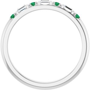 10K White Gold 1/10 CTW Lab-Grown Diamond & Lab-Grown Emerald Family Stackable Ring – image 2