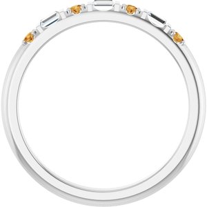 14K White Gold 1/10 CTW Lab-Grown Diamond & Lab-Grown Citrine Family Stackable Ring – image 2