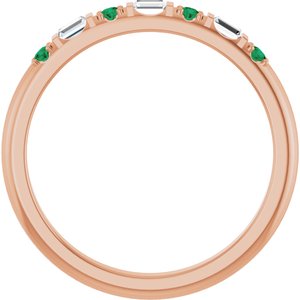14K Rose Gold 1/10 CTW Lab-Grown Diamond & Lab-Grown Emerald Family Stackable Ring – image 2
