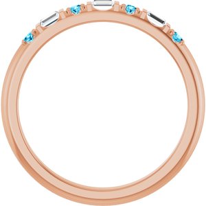14K Rose Gold 1/10 CTW Lab-Grown Diamond & Natural Aquamarine Family Stackable Ring – image 2