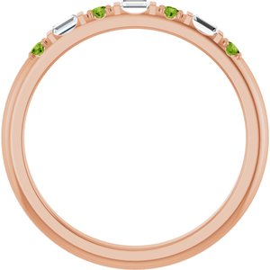 14K Rose Gold 1/10 CTW Natural Diamond & Natural Peridot Family Stackable Ring – image 2
