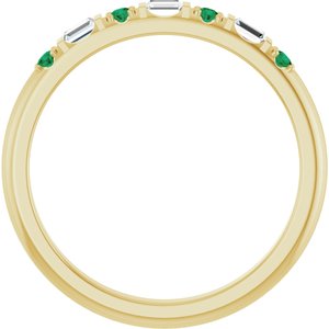 14K Yellow Gold 1/10 CTW Lab-Grown Diamond & Lab-Grown Emerald Family Stackable Ring – image 2