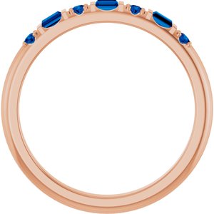 14K Rose Gold 1/10 CTW Natural Diamond & Lab-Grown Blue Sapphire Family Stackable Ring – image 2