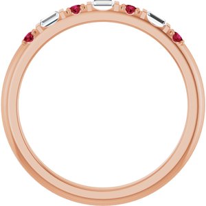 14K Rose Gold 1/10 CTW Natural Diamond & Natural Ruby Family Stackable Ring – image 2