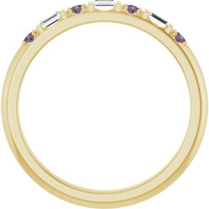 10K Yellow Gold 1/10 CTW Lab-Grown Diamond & Lab-Grown Alexandrite Family Stackable Ring – image 2