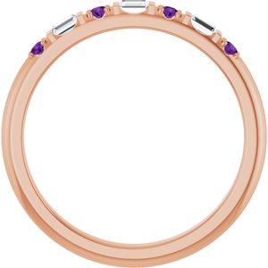 14K Rose Gold 1/10 CTW Natural Diamond & Natural Amethyst Family Stackable Ring – image 2