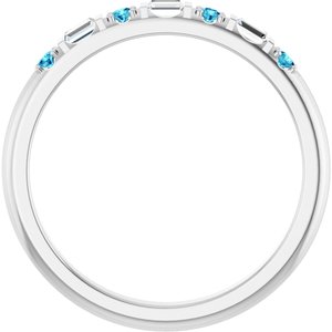 10K White Gold 1/10 CTW Natural Diamond & Natural Blue Zircon Family Stackable Ring – image 2