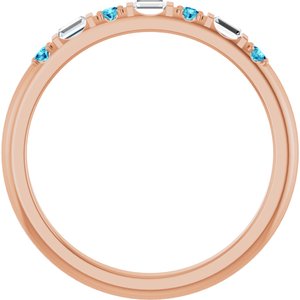 14K Rose Gold 1/10 CTW Lab-Grown Diamond & Natural Blue Zircon Family Stackable Ring – image 2