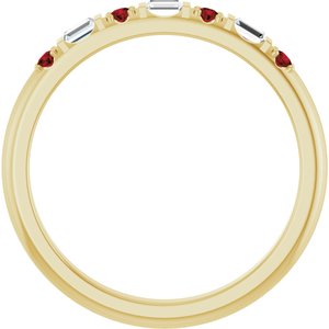 14K Yellow Gold 1/10 CTW Natural Diamond & Natural Mozambique Garnet Family Stackable Ring – image 2